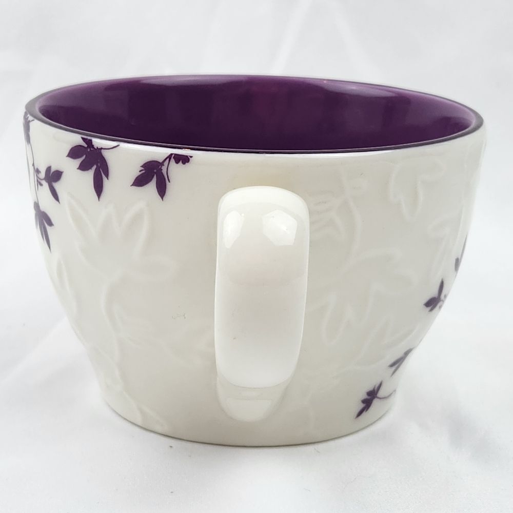 ☕️Starbucks 2006 Embossed Ivory & Purple Floral 9oz Teacup/Mug - Picture 3 of 12